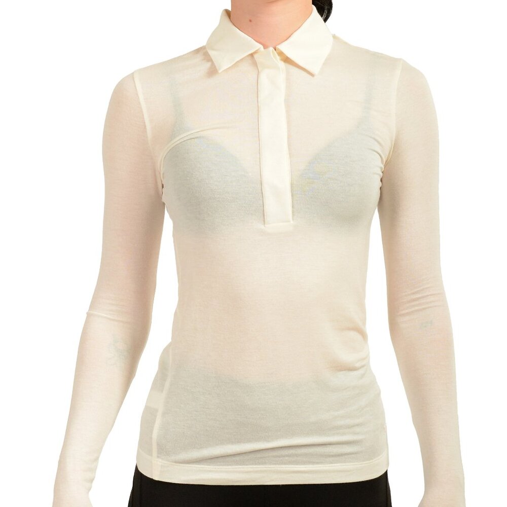 Scuderia Ferrari Women's Ivory Mix Cashmere Long Sleeve Polo Top US S IT 40